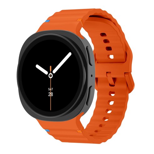 밴드톡 갤럭시워치8 호환 40/44/46mm 실리콘 스포츠 밴드 컬러풀한 스티치 스트랩, 오렌지