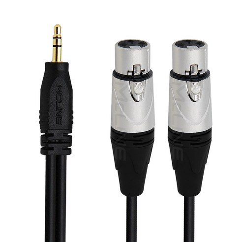맥라인 2 XLR (Female) to 3.5mm 스테레오 캐논 Y 변환 오디오 음향 케이블 AUX 스피커 앰프 믹서 연결선 McLine MC-HA47, 1.5m, 1개