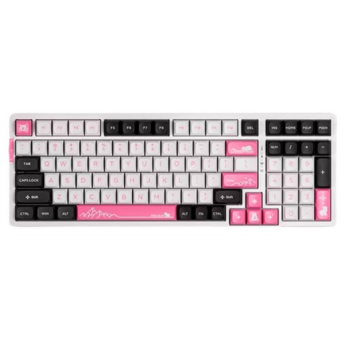 브이지엔 V98 프로 V3 RGB 3모드 유무선 기계식 키보드, 핑크 + 화이트 + 블랙, 다이위축, 제조사축