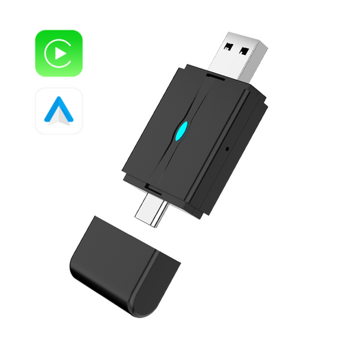 LADERIVE 미니 무선 스마트카 어댑터 Apple CarPlay Android Auto 2in1 스마트 카, 블랙, CA-22