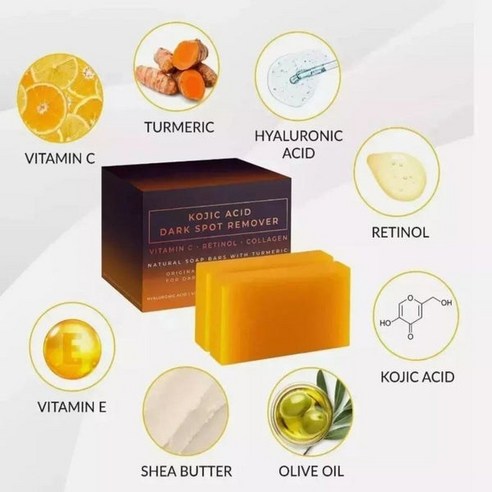 VitaCosmoX 코지산 Kojic Acid 비타민 C 및 레티놀 콜라겐 비누 이미지 4