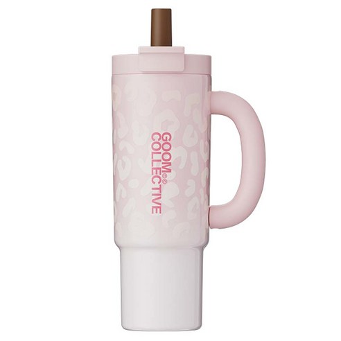 굼 포멜로 시리즈 대용량 아이스 텀블러, 1개, 1050ml, 핑크 레오파드