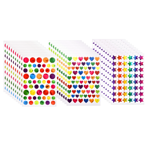 스노벨 1710개입 레이저 반짝이 하트 원형 별 스티커, 1세트, 혼합(S483) 30장 1710PCS