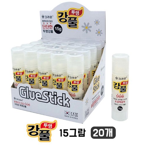 크라운 투명강풀 국산 고체풀, 20개, 15g