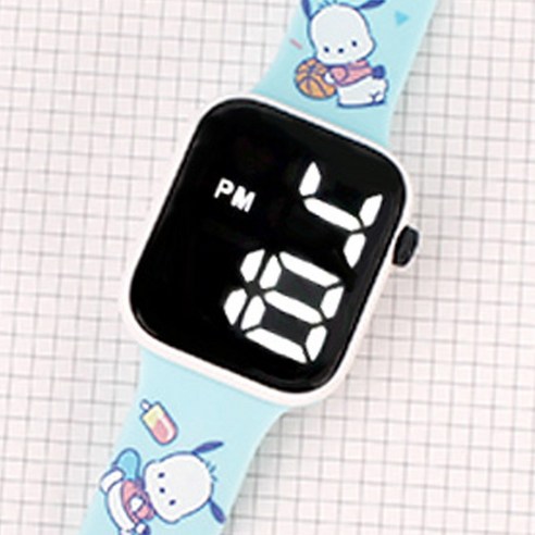 산리오 SQUARE LED 심플 손목시계 실리콘 선물