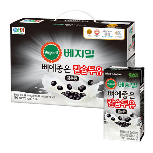 베지밀 뼈에좋은칼슘검은콩두유, 190ml, 24개