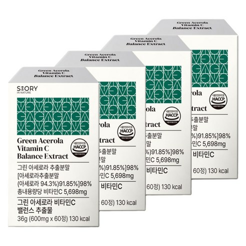 그린 아세로라 천연비타민C 밸런스 분말 추출물, 60정, 4개 - 비타민C | 쿠팡