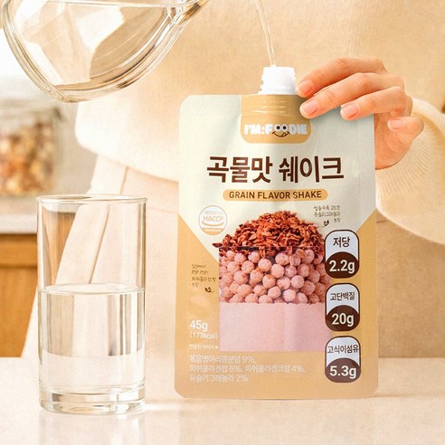 아임푸디 맛있는 곡물맛 단백질 쉐이크 파우치 고단백 저당 프로틴 단백질보충제 45g, 7개 이미지 3
