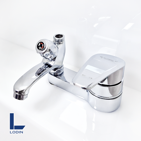 로딘 국산 투홀 세면대 세면기 샤워기 수전 세면 샤워 겸용샤워 2홀 욕실 세면수전 수도꼭지 교체 M1-460, 1개