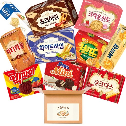 사무실 과자 세트 10종 탕비실 간식 오예스미니 초코하임 화이트하임 쿠크다스 빅파이 크라운산도 버터와플 뽀또 버터링골드 아이비, 1세트, 스낵세트
