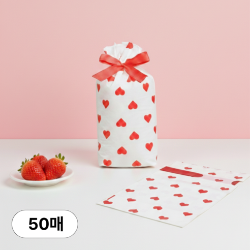프로젝트연 하트 구디백 포장 봉투 선물용 포장봉투, 화이트, 50개