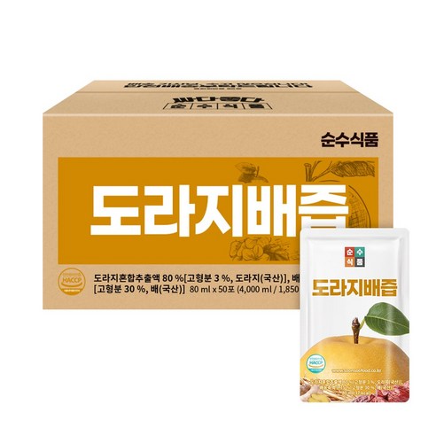 순수식품 도라지배즙, 80ml, 50개