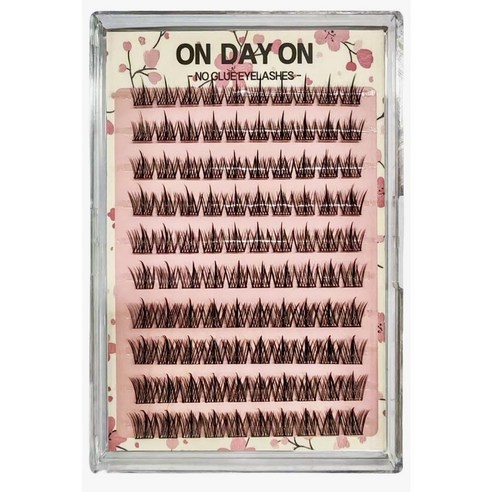 온데이온 대용량 풀없이 붙이는 인조 노글루 속눈썹 9-12mm 100pcs, 1개, 핑크