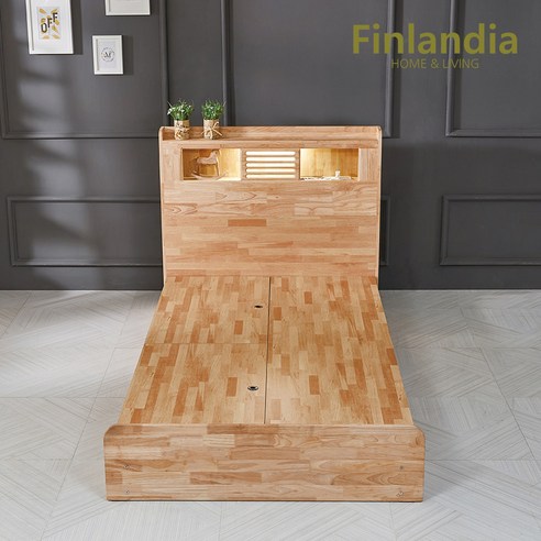 좁은 방을 넓게 쓰는 핀란디아 네이쳐 수납LED 원목침대 SS