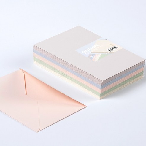 PaperPhant 하이퀄리티지 두꺼운(180g) 가로형 카드봉투 라지(195*135mm) 엠보싱 색지(레이드), 50개, 5컬러
