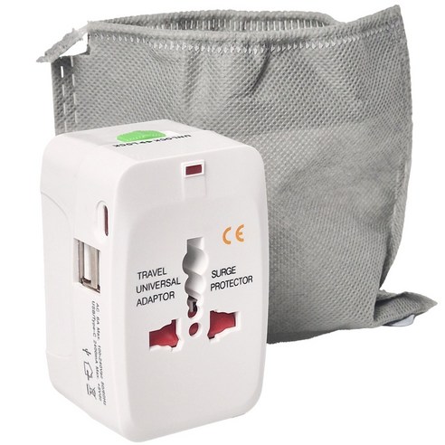 앞날창창 해외 여행용 변환 멀티어댑터 USB 2포트 C타입 1포트 + 파우치, 1개