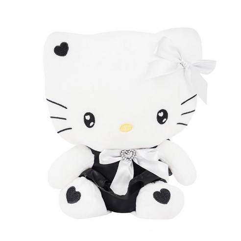 산리오 헬로키티 블랙하트 인형 애착 고양이, 1개, 혼합, 24cm