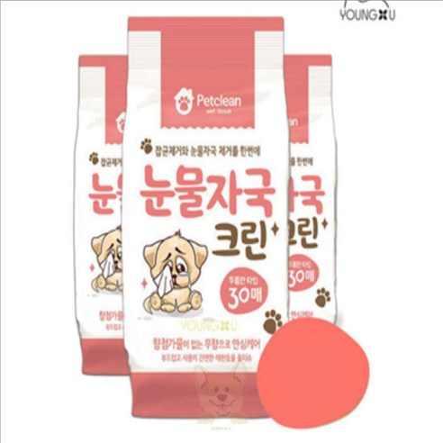 펫크린 눈물자국 크린 물티슈30매 반려동물 위생용품, 1개, 단품