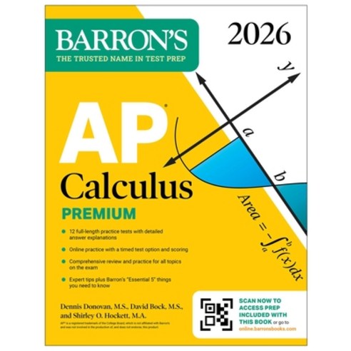 (영문도서)AP Calculus Premium 2026: Prep Book with 12 Practice Tests + Comprehensive Revi... Paperback, Barrons Educational Services, English, 9781506296722