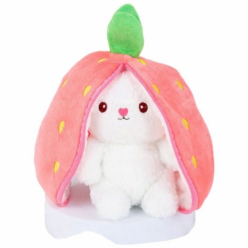 에이샤레 딸기 토끼 아기 변신 애착 인형, 1개, 핑크, 20cm