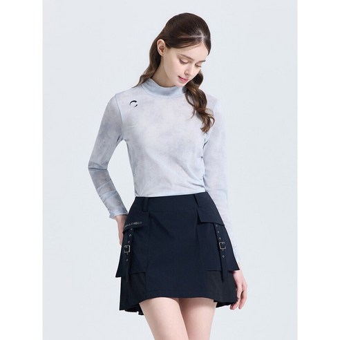 챌린저 여성 여름 쉬 셔링 모크넥 베이스 편안한 레이어 (아이스그레이)