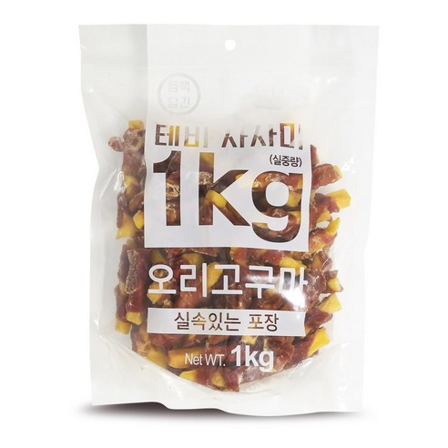 간식애진심 강아지 육포 오리고구마, 혼합맛(오리가슴살/고구마), 1kg, 1개