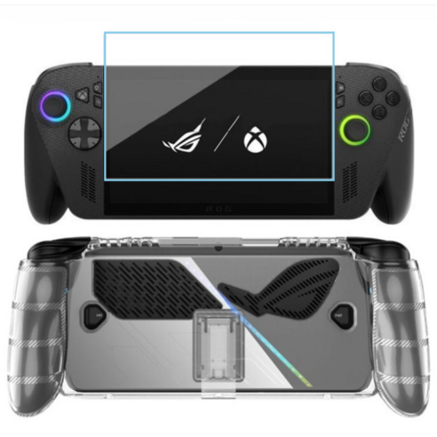 ROG XBOX Ally X 엑갈리 케이스 스탠드 강화유리 필름 올인원 세트, 1세트, 투명, 단일