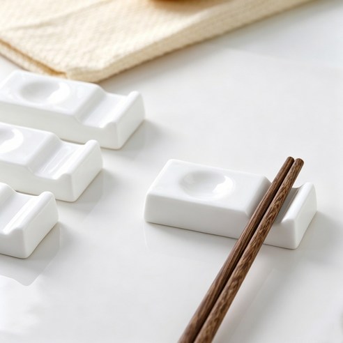 주방 도자기 수저받침 사각, 4개, 화이트