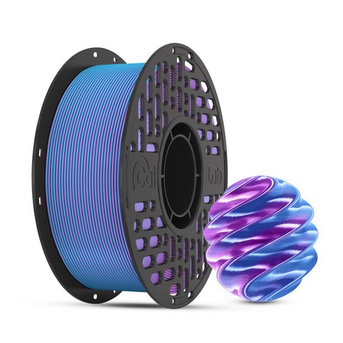 CaiLab 3D 프린터 필라멘트 PLA 실크 투톤 트리톤 멀티컬러 그라데이션 1.75mm 1kg 자연스러운 색상 전환 고품질 실크 질감 쉬운 출력 안정적인 라인 직경 1KG, 레드 블루