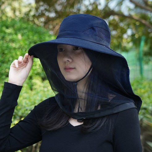 버그쉴드UV 방충망 모자 등산 모기 날파리 말벌 퇴치 등산 낚시 캠핑 벌초, 네이비
