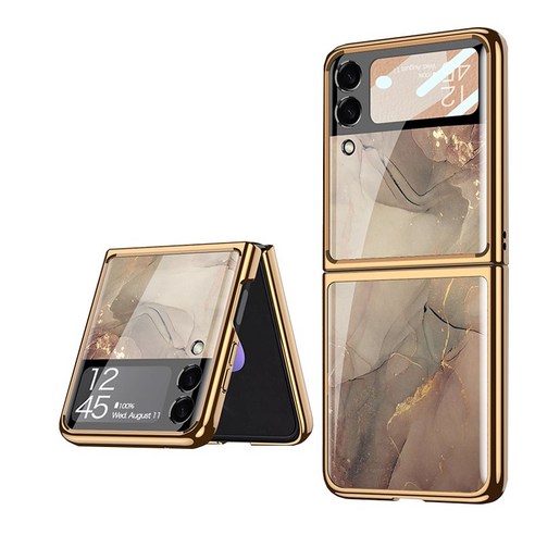 갤럭시 Z플립3 케이스 스트랩 대리석 슬림 하드 명품 강화유리 지플립3 케이스