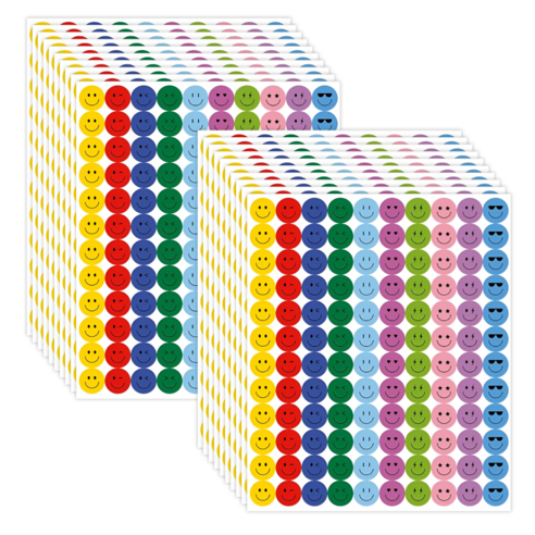 스노벨 1200pcs 스마일 원형 칭찬 스티커, 2세트, 혼합(S285) 1200매