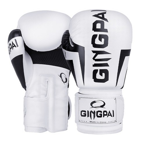 GINGPAI 권투 글러브 타이 트레이닝 글러브 격투 무술 장갑 6-12oz GG1H, 1세트, 화이트