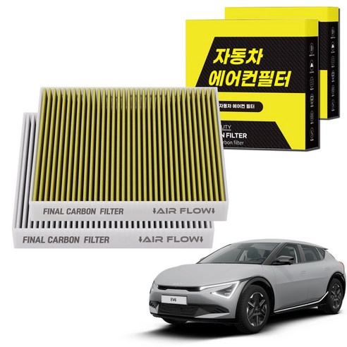 1+1 자동차 에어컨필터 그린 활성탄 냄새차단 순정형 PM, 2개, EV6 [FCA-17]