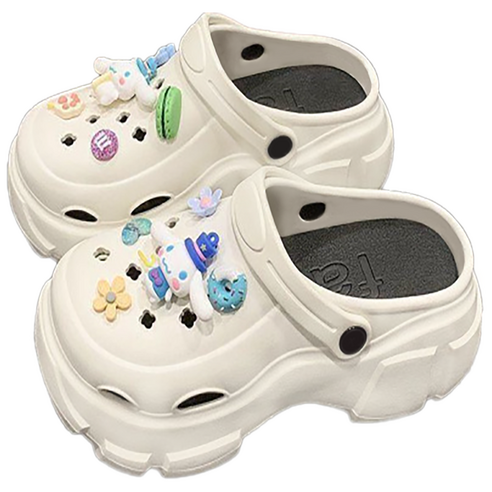 재리니 4cm 통굽 슬리퍼 블랙 고양이 키높이 푹신 아쿠아슈즈 RS-S090