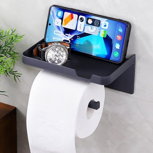 치트몰 무타공 핸드폰 거치대 휴지걸이 (강력 접착 스티커), 1개, 블랙 상세사진 3