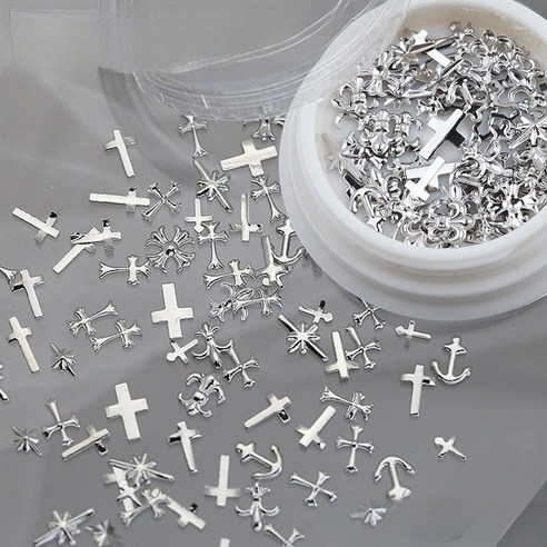 네일스토어 십자가 네일파츠-24 메탈 실버 별 60개입, 1.실버, 1개