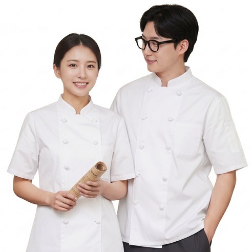 반팔 베이직 매듭단추 조리복 / 남녀 공용 조리사 시험복