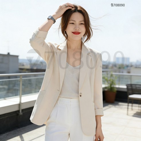 708090 여름 얇은 정장 코트 여성 날씬해 보이 는 9부 자켓