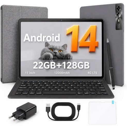 11인치 OLED 가성비 태블릿 PC 안드로이드14 키보드 패키지 터치펜/케이스/보호필름 포함, Wi-Fi+Cellular, 128GB, 티타늄 그레이