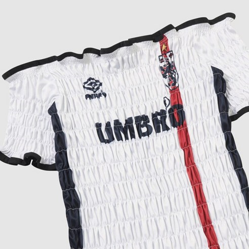 엄브로 UMBRO HBL 우먼스 블록코어 반팔 스모킹 탑 화이트