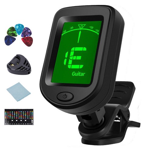 케이투엠 클립형 기타 튜너 조율기 다기능 일렉 베이스 우쿨렐레 바이올린 튜닝기, 블랙