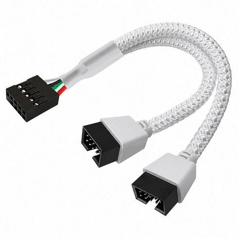 듀얼라인 메인보드 USB 2.0 9핀 확장 분배 케이블, 1개, 화이트