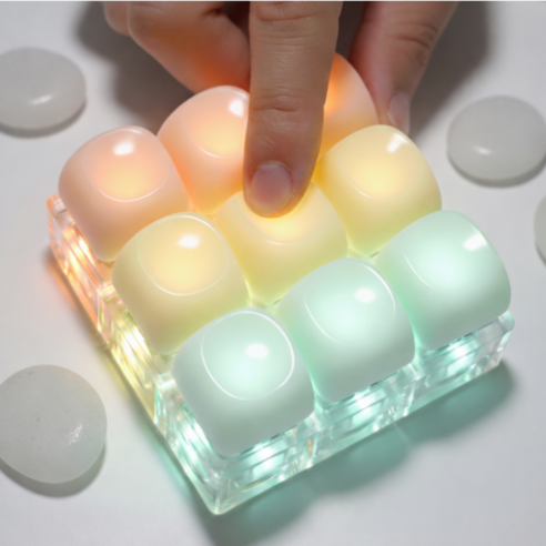 아크배라 LED 조약돌 키캡 감성 키링 딸깍이, 조약돌 9구, 1개
