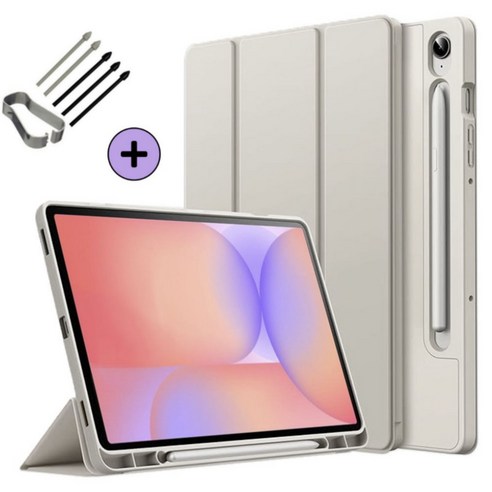 케이스나라 갤럭시탭 S10 Lite 라이트 호환 S펜슬 수납 케이스 보호 북커버 SM-X400 X406N, 라이트실버, 1개