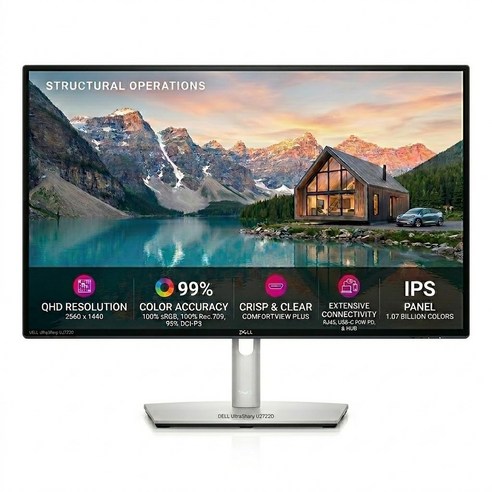 델 QHD 울트라샤프 27인치 피벗 모니터 IPS U2722D 사무용 전문가용 컴퓨터모니터 중고, U2722D(중고), 68.5cm