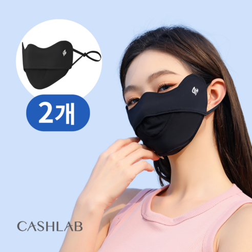 캐시랩 여성 자외선 차단 마스크 골프 1+1, 블랙+블랙, 1개