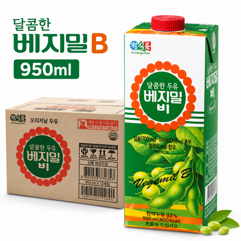 베지밀 달콤한 두유 비, 950ml, 12개 - 두유
