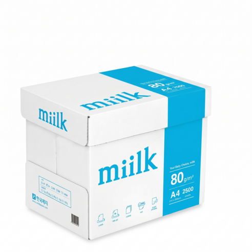 miilk 한국제지 복사용지 80g, A4, 2500매