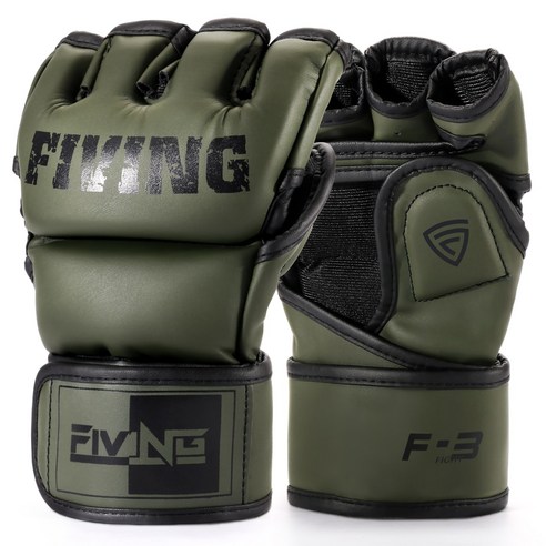 FIVING 복싱 글러브 mma 태권도 태국식 복싱 유도 격투기 글러브 성인 남녀 공용 스파링 오픈핑거 글러브, 1세트, 그린